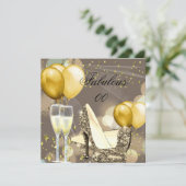 Fabulous Gold Beige Champagne Birthday Party 3 Kaart (Staand voorkant)