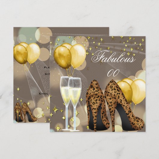 Fabulous Gold Beige Leopard Champagne Kaart (Voorkant / Achterkant)