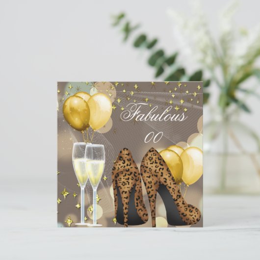 Fabulous Gold Beige Leopard Champagne Kaart (Staand voorkant)