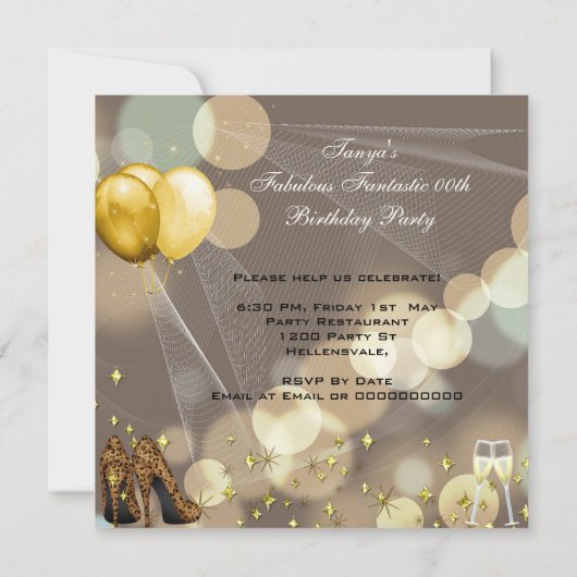 Fabulous Gold Beige Leopard Champagne Kaart (Achterkant)