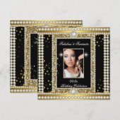 Fabulous Gold Black Glamour Photo Diamond Party Kaart (Voorkant / Achterkant)