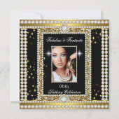 Fabulous Gold Black Glamour Photo Diamond Party Kaart (Voorkant)