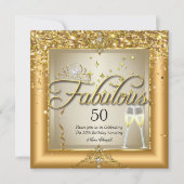 Fabulous Gold Champagne Birthday Party Kaart (Voorkant)