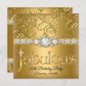 Fabulous Gold Floral Damask Diamond Kaart (Voorkant / Achterkant)