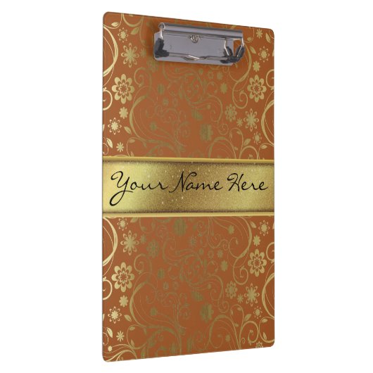 Fabulous Gold Glitter & Gradient Bloempatroon Klembord (Rechts)