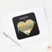 Fabulous Gold Heart Shower Vierkante Sticker (Envelop)