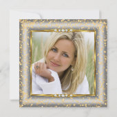 Fabulous Gold Silver Champagne Photo Birthday sq Kaart (Achterkant)