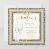 Fabulous Gold Silver Champagne Photo Birthday sq Kaart (Voorkant)