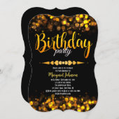 Fabulous Golden Glitter Dagfeest Uitnodigen Kaart (Voorkant / Achterkant)