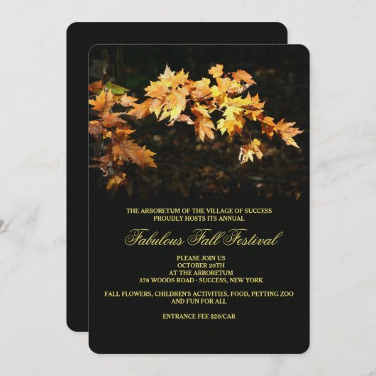 Fabulous Herfst Invitation Kaart (Voorkant / Achterkant)