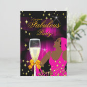 Fabulous Hot Pink Glitter Diva Birthday Party Kaart (Staand voorkant)