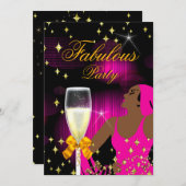 Fabulous Hot Pink Glitter Diva Birthday Party Kaart (Voorkant / Achterkant)