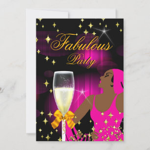Fabulous Hot Pink Glitter Diva Birthday Party Kaart