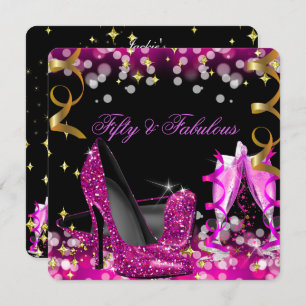 Fabulous Hot Pink Glitter High Hiel Dag Party Kaart