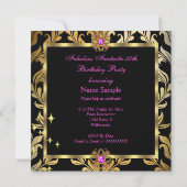 Fabulous Hot Pink Gold Black Damask Kaart (Achterkant)