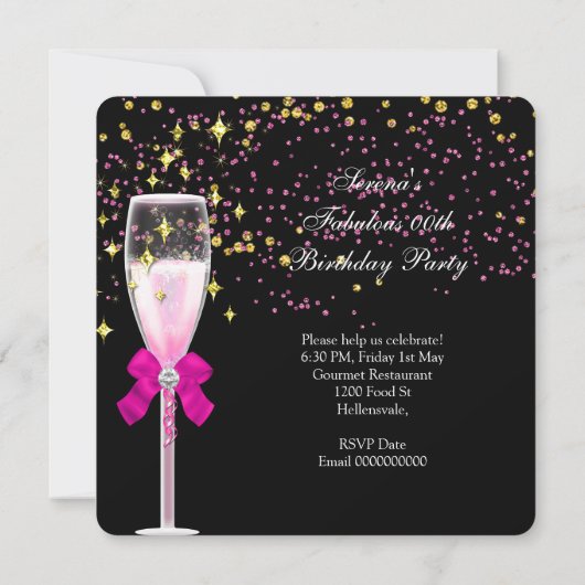 Fabulous Hot Pink Heels Gold Black Birthday Party Kaart (Achterkant)