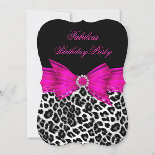 Fabulous Hot Pink Leopard Birthday Party Black 3 Kaart