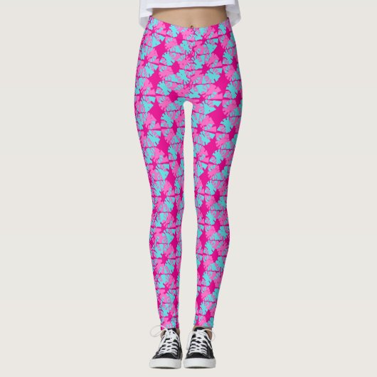 Fabulous Hot Pink Phase Shift Pattern Leggings (Voorkant)