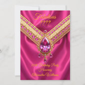 Fabulous Hot Pink Silk Gold Diamonds Birthday Kaart (Voorkant)