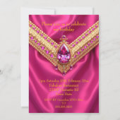 Fabulous Hot Pink Silk Gold Diamonds Birthday Kaart (Achterkant)