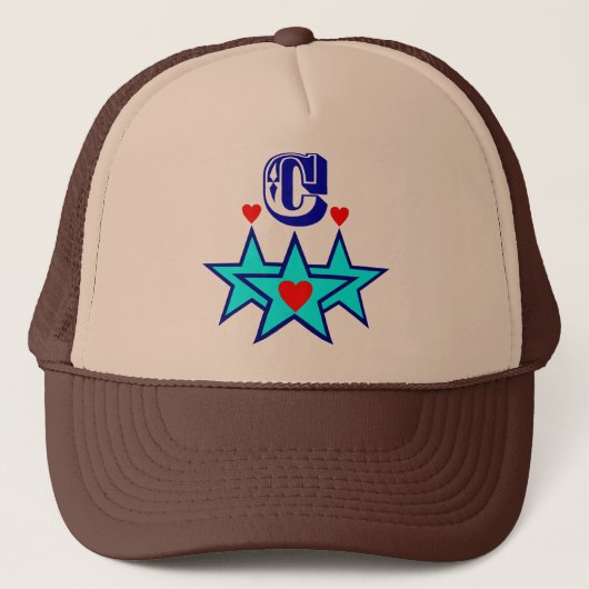 ╚"★ Fabulous Initiaal C Stijlvolle Trucker Hoed★"╝ Pet (Voorkant)