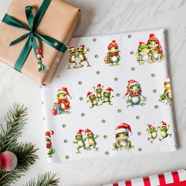 Fabulous Kikkers Kerstvakantie op Wit Cadeaupapier
