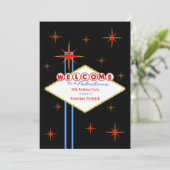 Fabulous Las Vegas Sign Birthday Party Invitation Kaart (Staand voorkant)