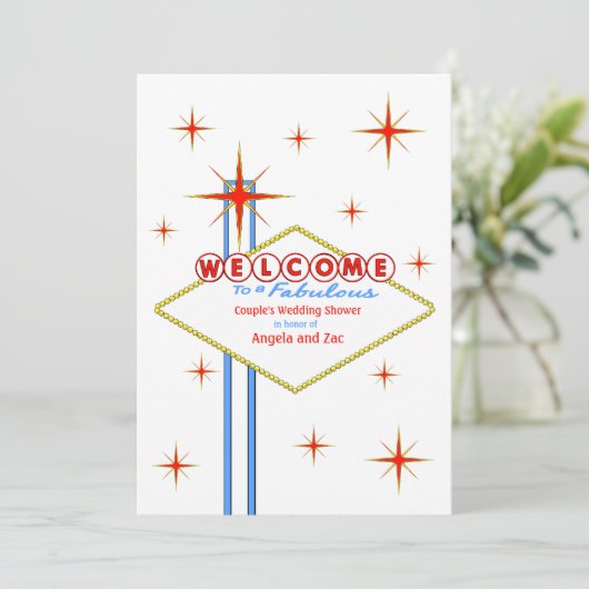 Fabulous Las Vegas Sign Wedding Shower Uitnodiging (Staand voorkant)
