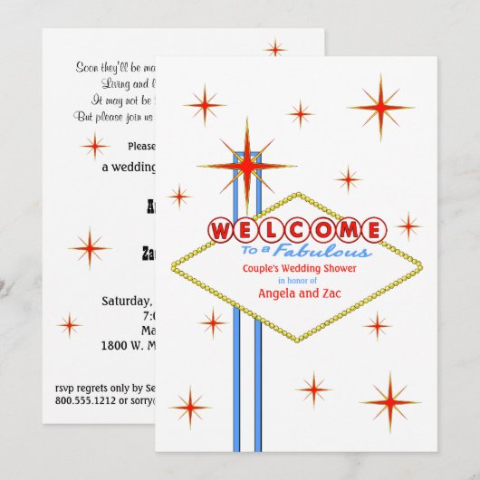 Fabulous Las Vegas Sign Wedding Shower Uitnodiging (Voorkant / Achterkant)