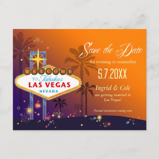Fabulous Las Vegas Wedding Save the Date Aankondigingskaart (Voorkant)
