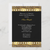 Fabulous Leopard Birthday Party Black Gold Foto 2 Kaart (Achterkant)