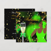 Fabulous Lime Green Glitter Diva Birthday Kaart (Voorkant / Achterkant)