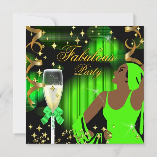Fabulous Lime Green Glitter Diva Birthday Kaart (Voorkant)
