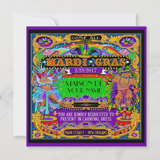 FABULOUS Mardi Gras Carnaval uitnodiging (Voorkant)