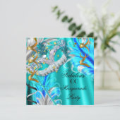 Fabulous Masquerade Party Blauwgroen Blue Kaart (Staand voorkant)