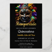 Fabulous Masquerade Verjaardag Folie Uitnodiging (Voorkant)