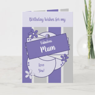 Fabulous Mum Birthday wenst paarse kaart