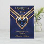 Fabulous Navy Gold Diamonds Elegant Birthday Party Kaart (Staand voorkant)