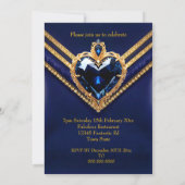 Fabulous Navy Gold Diamonds Elegant Birthday Party Kaart (Achterkant)