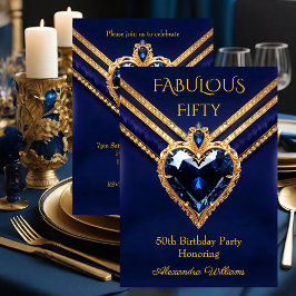 Fabulous Navy Gold Diamonds Elegant Birthday Party Kaart