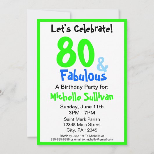Fabulous Neon Birthday Party Invitation Kaart (Voorkant)