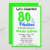 Fabulous Neon Birthday Party Invitation Kaart (Voorkant / Achterkant)