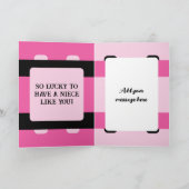 Fabulous niece foto naam roze zwarte verjaardag kaart (Binnen)