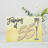 Fabulous op 55 Verjaardagsfeestje Pastel Waterverf Kaart (Staand voorkant)