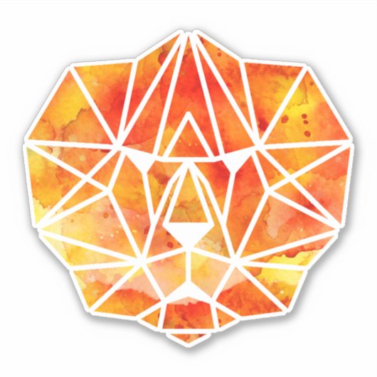 Fabulous Oranje Waterverf geometrische leeuw Sticker (Voorkant)