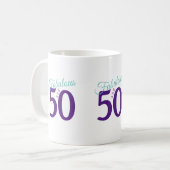 Fabulous Paars Blauwgroen Simple Modern 50th Birth Koffiemok (Voorkant links)