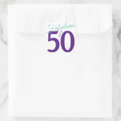 Fabulous Paars Blauwgroen Simple Modern 50th Birth Vierkante Sticker (Tas)
