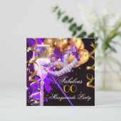 Fabulous Paars Gold Black Masquerade Party 2 Kaart (Staand voorkant)
