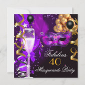 Fabulous Paars Gold Black Masquerade Party Kaart (Voorkant)