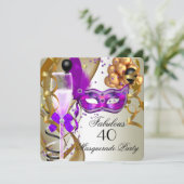Fabulous Paars Gold Cream Black Masquerade Party Kaart (Staand voorkant)